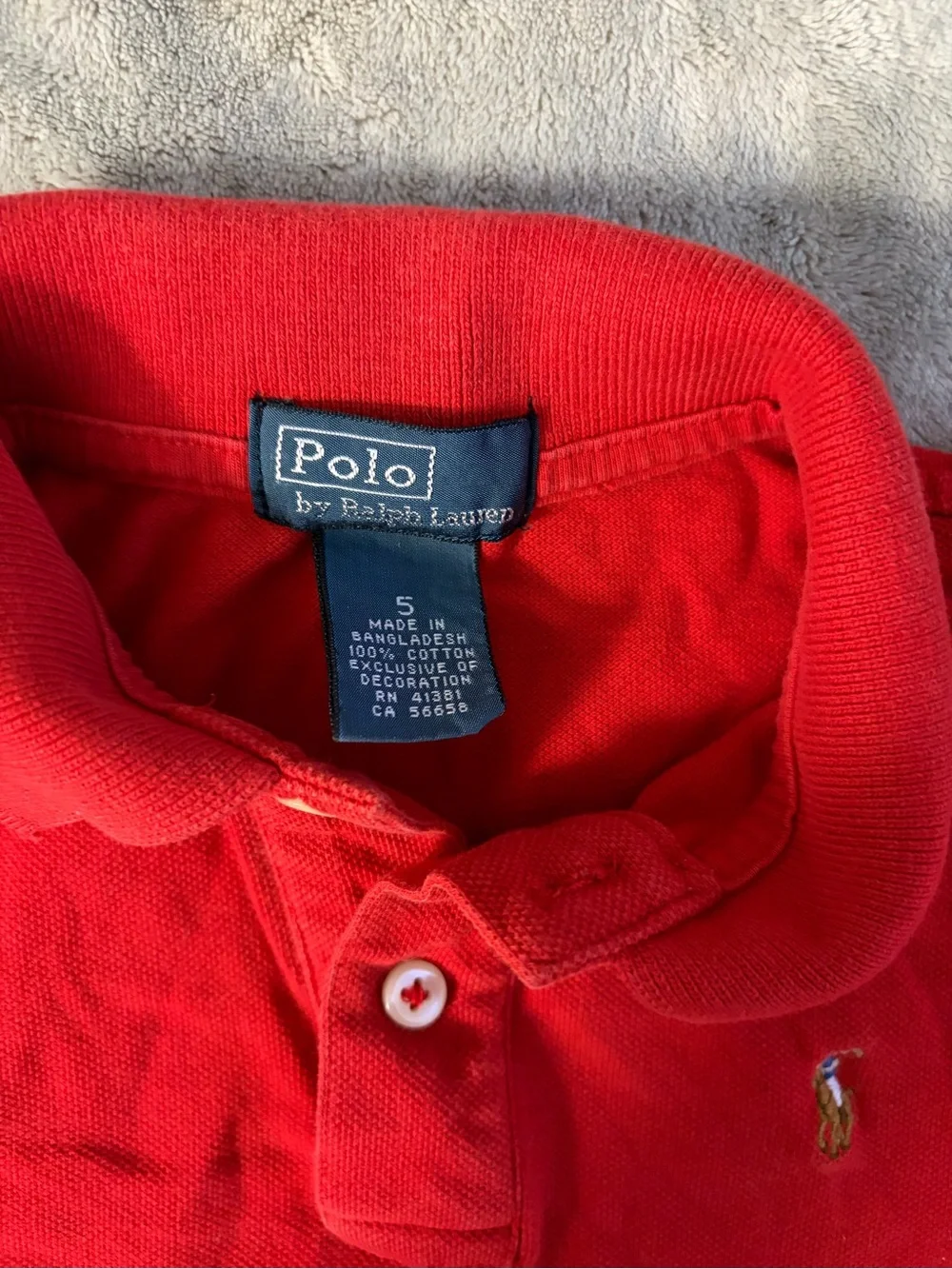 Ralph Lauren Red Kids Polo Shirt with Embroidered Pony